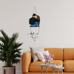 Fashcraft Love Couple Printed Wooden Wall Hanging with Quotes | Modern Romantic Wall Art for Home Decor