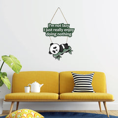 Fashcraft Lazy Panda Printed Wooden Wall Hanging with Quotes for Home Decor | Cute Panda Wall Art for Living Room, Bedroom & Office
