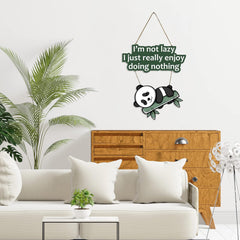 Fashcraft Lazy Panda Printed Wooden Wall Hanging with Quotes for Home Decor | Cute Panda Wall Art for Living Room, Bedroom & Office