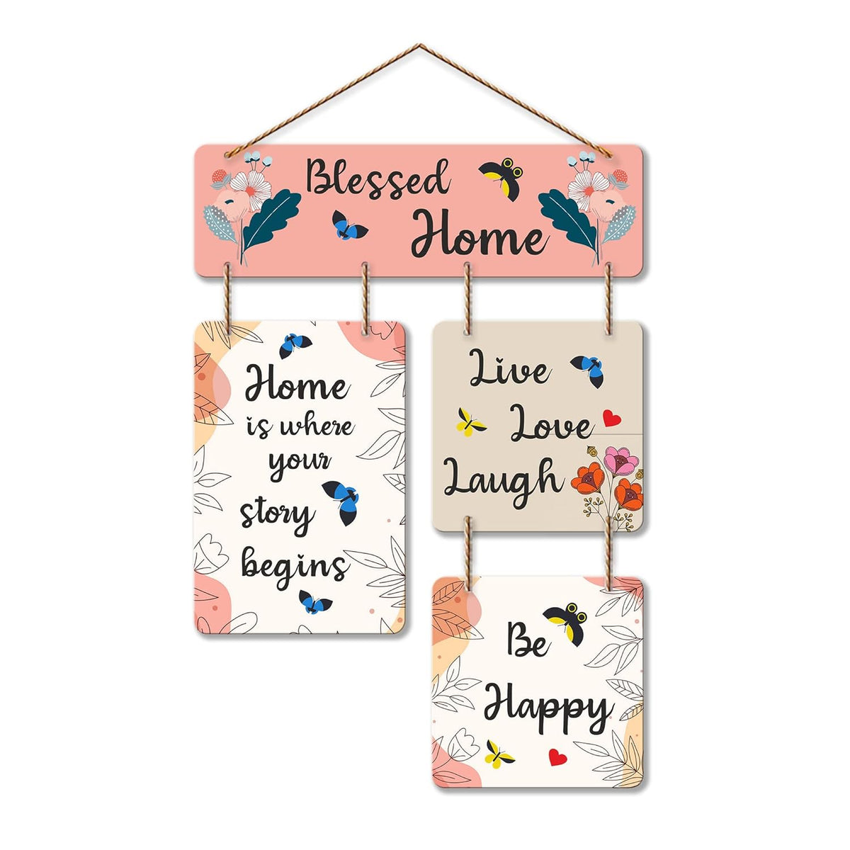 Fashcraft “Blessed Home” Decorative MDF Wooden Wall Hanging – Inspirational Quote Wall Art for Living Room, Bedroom & Office