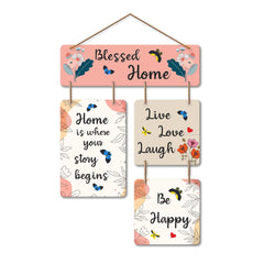 Fashcraft “Blessed Home” Decorative MDF Wooden Wall Hanging – Inspirational Quote Wall Art for Living Room, Bedroom & Office