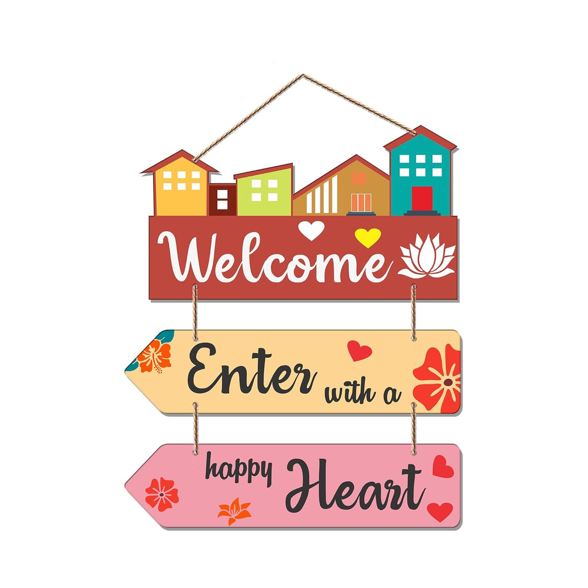Fashcraft “Welcome Home” Quote MDF Wooden Wall Hanging – Decorative Wall Art for Living Room, Bedroom & Home Entrance
